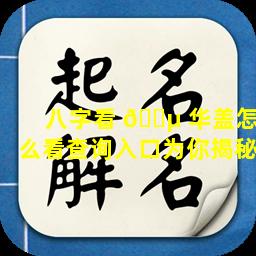 八字看 🌵 华盖怎么看查询入口为你揭秘